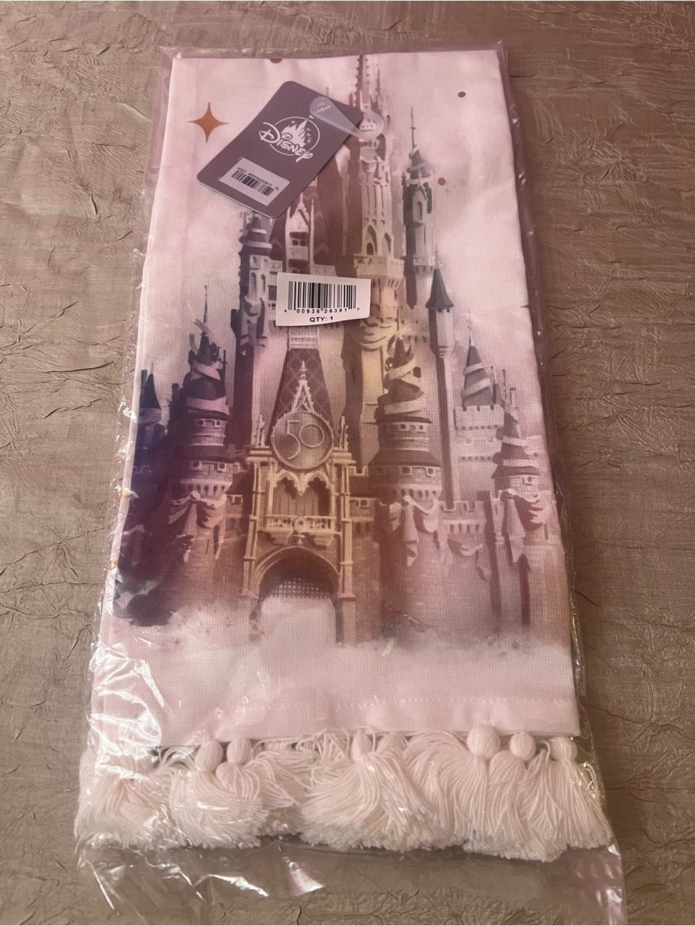 Disney World 50th Anniversary Castle Tassel Kitchen Towel NWT Sealed